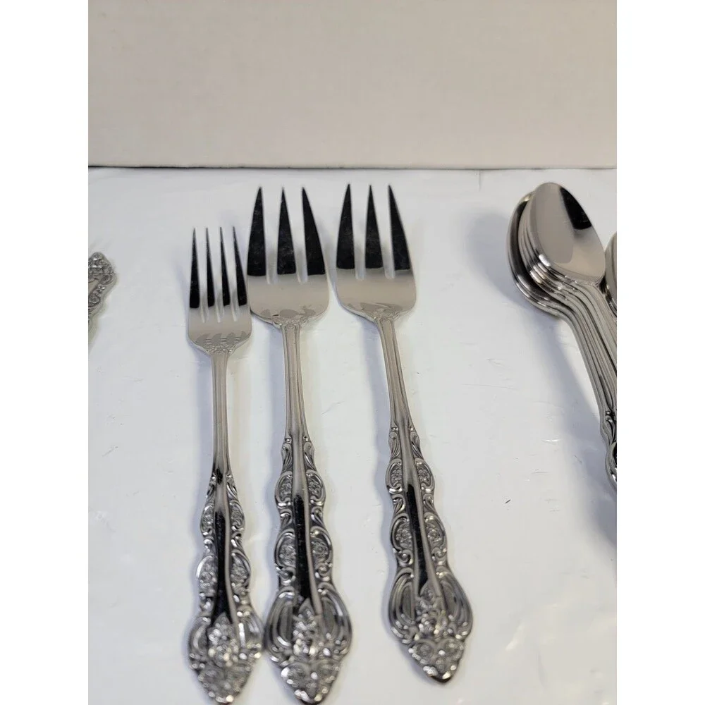 Olga Corsini EXCO Stainless Japan Flatware Lot 27 Floral Rose Serving Pieces